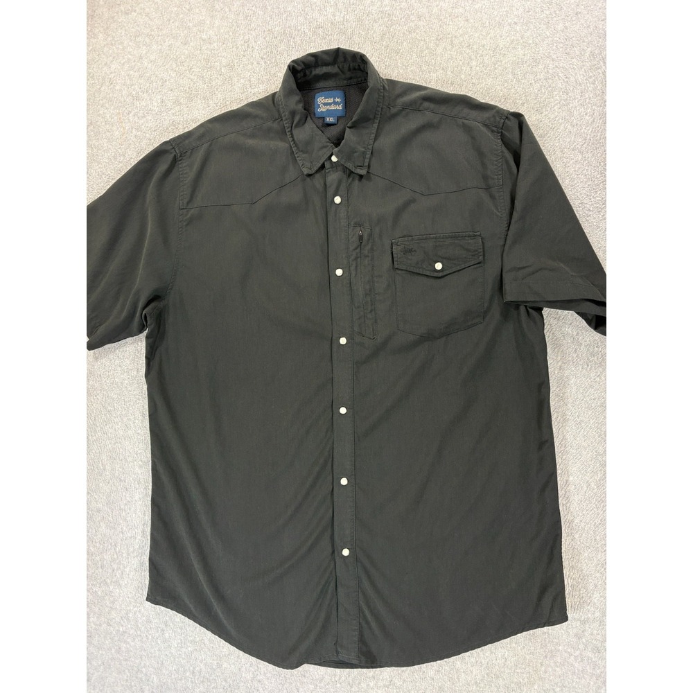 Texas Standard WESTERN Pearl Snap Short Sleeve Field Shirt (Men's 2XL) Black